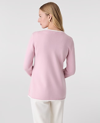 Contrast Trim Sweater Jacket