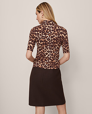 Animal Print Mock Neck Top