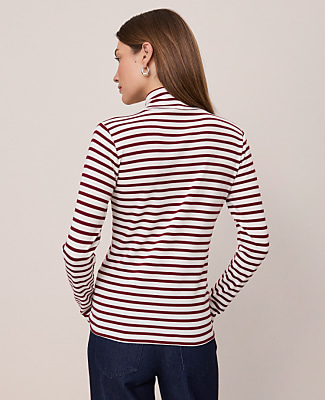 Petite Weekend Striped Turtleneck Top