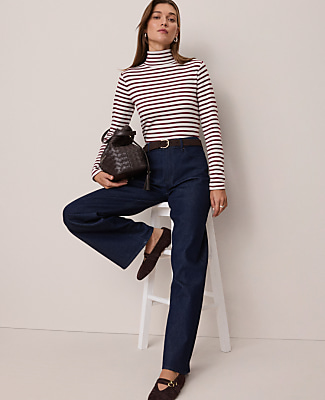 Petite Weekend Striped Turtleneck Top