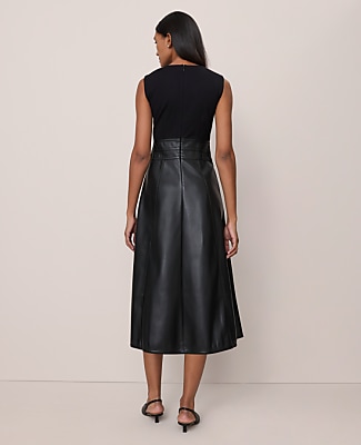 Petite Mixed Media Flare Midi Dress