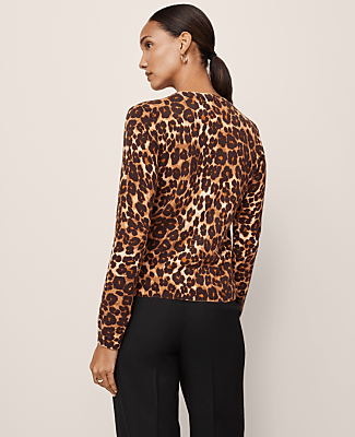 Petite Animal Print Essential Crew Neck Sweater