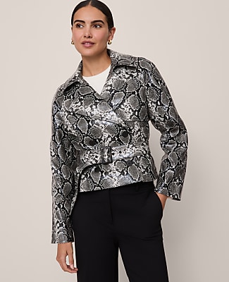 Petite Snake Print Belted Trench Coat