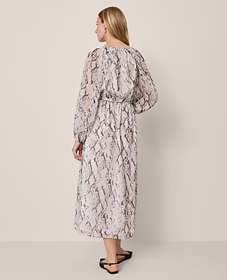 Petite Snake Print Flare Midi Dress