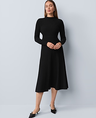 Ribbed Mock Neck Sweater Dress