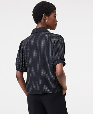 Dotted Puff Sleeve Blouse
