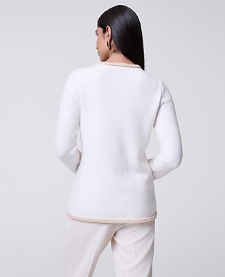 Textured Trim Sweater Jacket