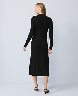 Petite Ribbed Button Sweater Dress