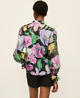 Floral Ruffle Trim Blouse