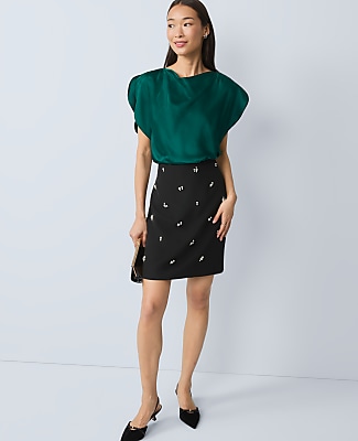 Petite Draped Satin Blouse