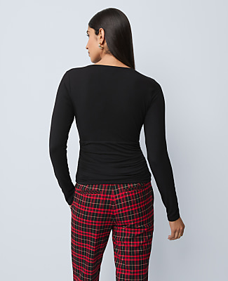 Petite Gathered V-Neck Top