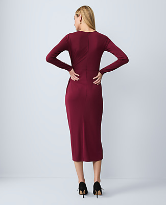 Petite Crew Neck Twist Sheath Dress