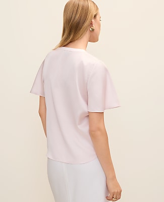 Flutter Sleeve Top in Satin
