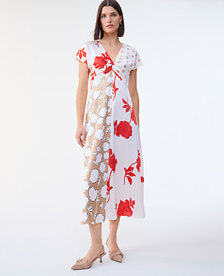 Floral Collage Twisted Midi Dress