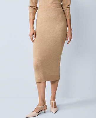 Petite Lurex Midi Sweater Skirt