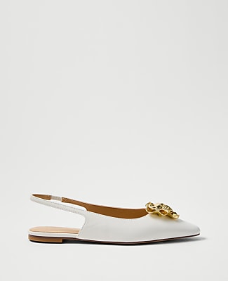 Flower Leather Slingback Flat
