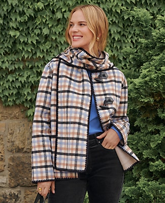 Petite Weekend Plaid Scarf Coat