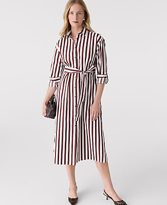 Ann Taylor Striped Collared Midi Shirtdress