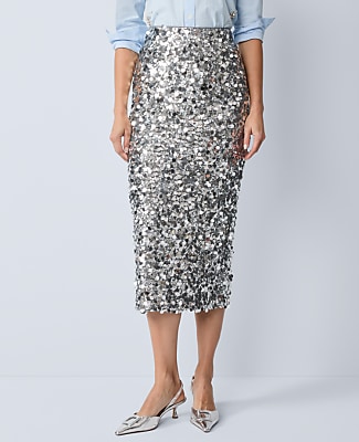 Sequin Column Midi Skirt