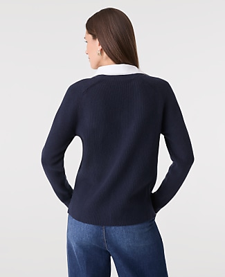 Collared Mixed Media Sweater