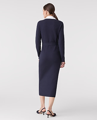 Petite Layered Belted Sweater Midi Dress