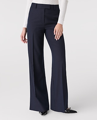 The Petite Dotted Wide-Leg Flare Trouser