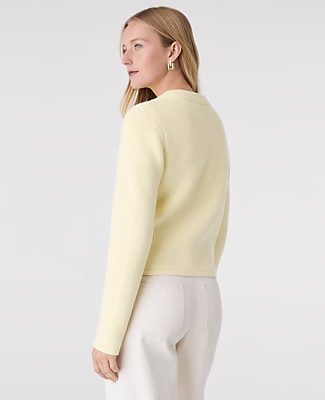 Petite Double Breasted Sweater Jacket - Tender Yellow