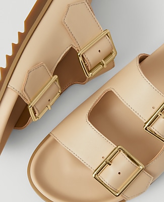 Weekend Collection Double Buckle Leather Sport Sandals