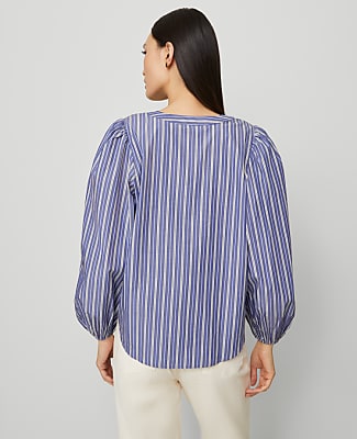 Striped Puff Sleeve Blouse