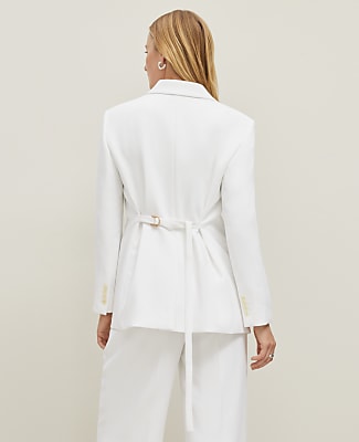 The Petite Belted Blazer in Textured Crepe