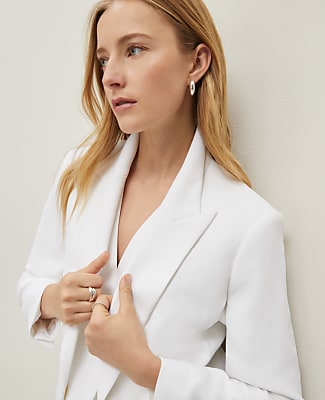 The Petite Belted Blazer in Textured Crepe