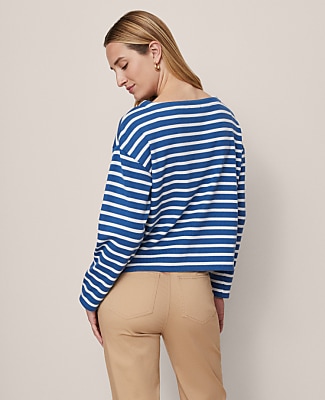 Weekend Striped Crew Neck Top - Deep Waters