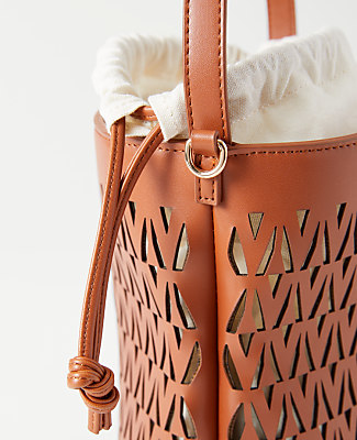 Weekend Collection Perforated Crossbody Bucket Bag