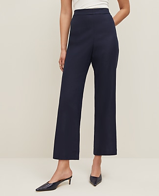 The Petite Flare Ankle Pant in Linen Blend