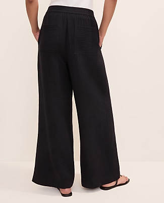 The Petite Easy Fit Wide-Leg Pant in Cotton Gauze