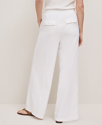 Petite Weekend Easy Fit Wide-Leg Pant in Linen Blend