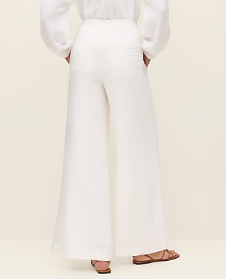 The Petite Easy Fit Wide-Leg Pant in Cotton Gauze