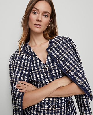 Petite Tweed Button Shift Dress
