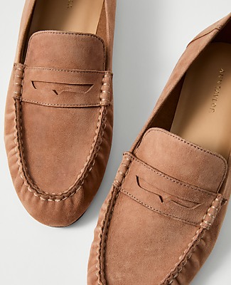 Gathered Suede Loafer - Sesame