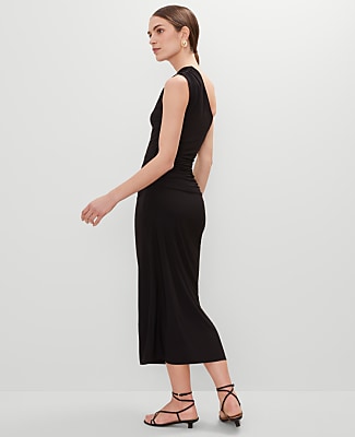 Petite One-Shoulder Shirred Midi Dress