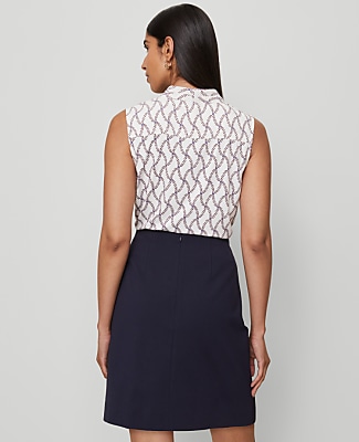 Petite Ponte Button Wrap Skirt