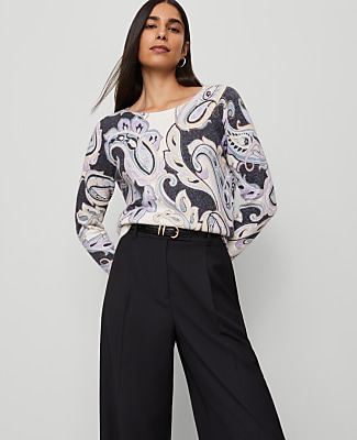 Petite Paisley Boatneck Sweater