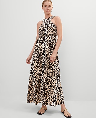 Petite Animal Print Halter Maxi Dress