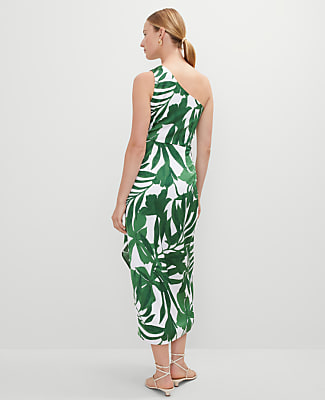Petite Satin One-Shoulder Midi Dress
