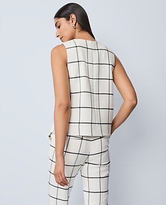The Petite Shoulder Button Top in Windowpane