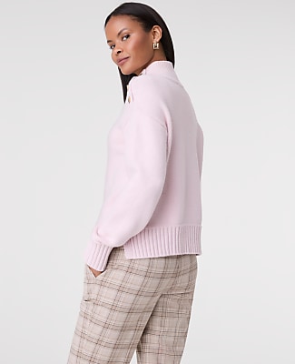 Button Mock Neck Sweater