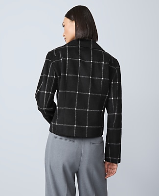 The Fitted Moto Jacket in Windowpane