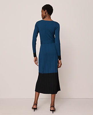 Petite Color Block Ribbed Sweater Dress