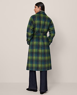 Petite Plaid Trench Coat