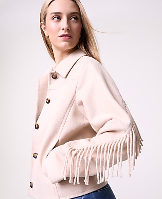 Petite Weekend Fringe Bomber Jacket